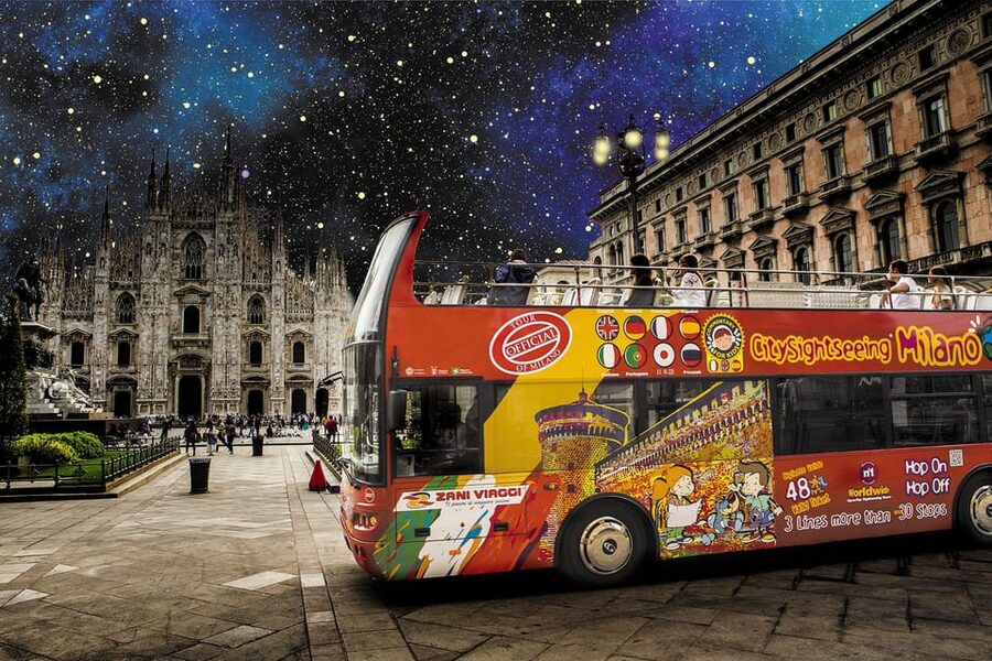 Milan: Night Tour by Bus - Sforza Castle after sunset
