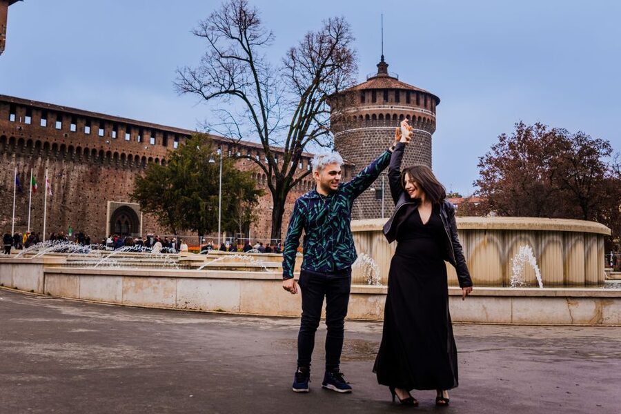 Milan: Professional Photoshoot Outside Sforza Castle - The photographers and the human side of the session