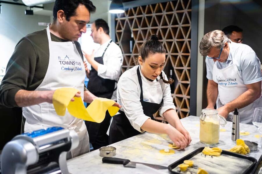 Milan: Small-group Pasta & Gelato Class with Unlimited Wine - Working with dough, tagliatelle, and ravioli